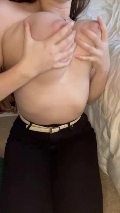 No guy ever lasts long with me when I ride with my tits out, could you?