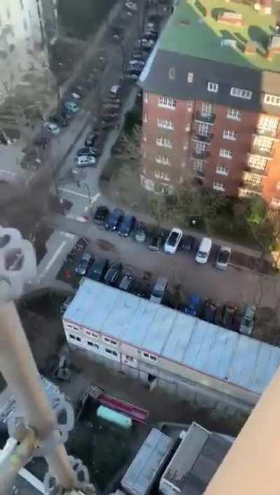 Erecting scaffolding. Job that's not for the faint hearted!