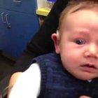 Good news moment this 7 week old kid hears for the first time and his reaction is priceless <3