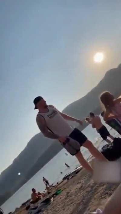 Male Karen at the beach.