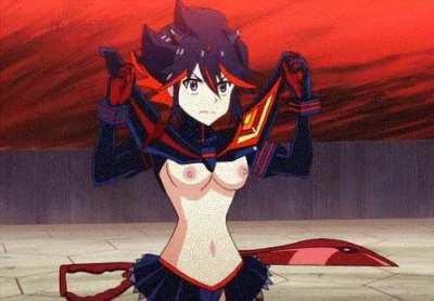 Ryuko making her clothing disappear.