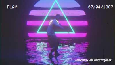 Phoenix but he's a vaporwave/synthwave music video