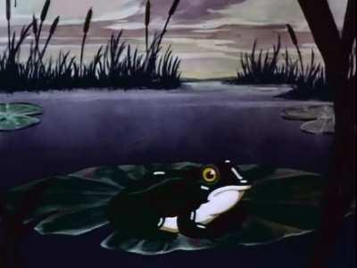 Here we show you a close up of a frog croaking