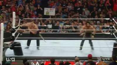 Lesnar showing off his freakish athleticism to try to get his hands on Rollins