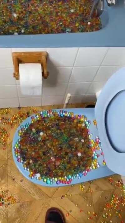 An experiment with water beads went wrong for this french guy