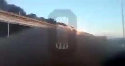 Crimean Bridge burning from a driver's point of view.