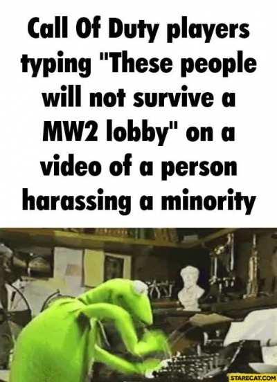 You snowflakes wouldn't handle a second in a MW2 lobby!!11
