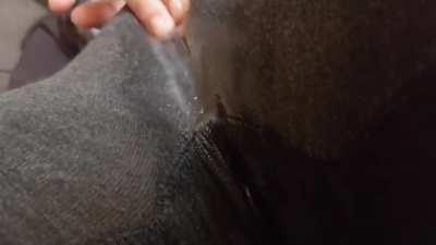 Fingering through leggings