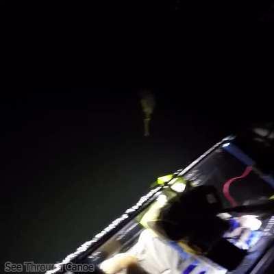 🔥 Stingray passing under a kayak at night