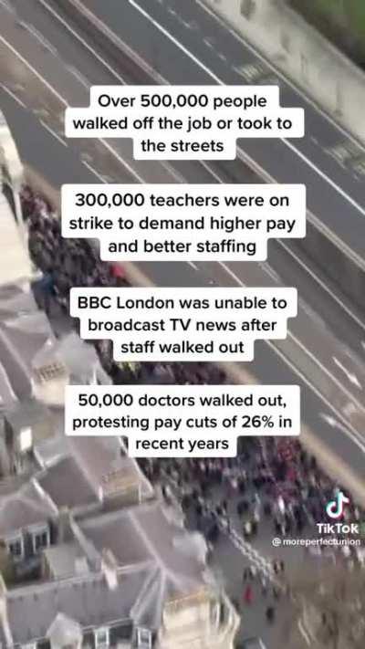 London: over half a million workers strike and take to the streets for better working conditions for all