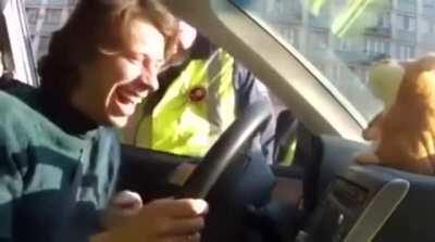 Man with a toy that repeats words gets pulled over...