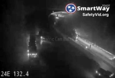 Tennessee: Truck Flips, Explodes, Loses Load Of Giant Tires Which Gets Hit By 3 Vehicles 