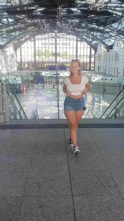 This is a huge train station in my country, so despite the stress, I had to show my huge boobs here. Heh