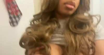 Would you cum on my pretty face or giant busty tits?