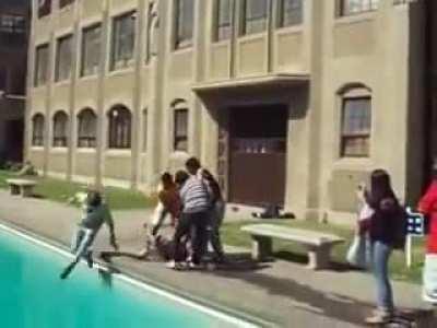 Throwing a guy into the pool