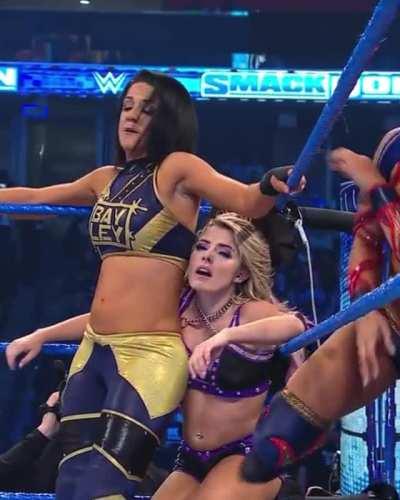 Bayley & Sasha Banks Smothering Alexa Bliss