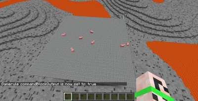 Random teleportation of pigs (also possible for players) around a chosen point or entity, if anyone is interested I can make a vid explaining it.