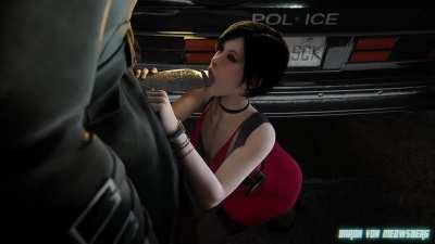 Ada treats Mr X's tyrant dick with tender kisses and a blowjob (Baron Von Meowsberg)