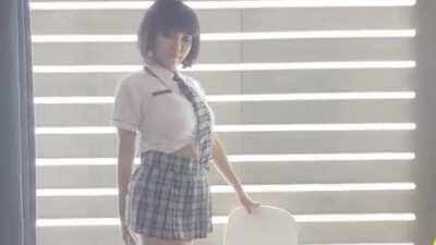 Schoolgirl in motion