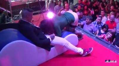 In front of an audience