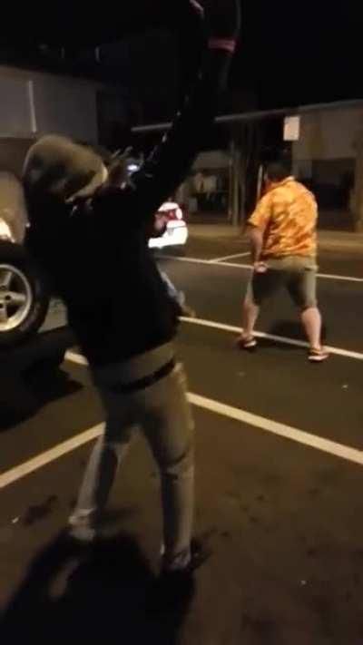 Don’t mess with the guy in the Hawaiian shirt and shorts