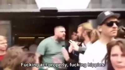 2 dozens vegan protesters vs 1 hungry man, who would win?