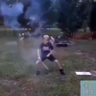 Stupid kid harms cameraman