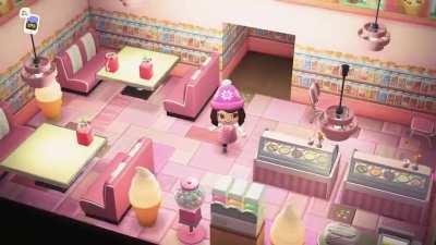 Decided to do an ice cream shop in my basement and although it is not complete yet, wanted to share and get more suggestions/ideas 🥰 Also thinking of moving this outside on my island instead of in my basement lol. Kindly drop suggestions/ideas/thoughts💕