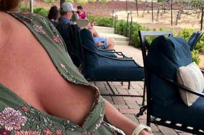 Playing with the girls at a winery.