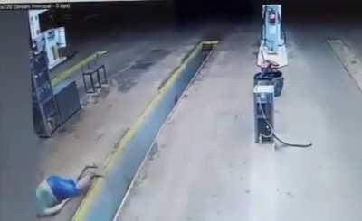 Idiot takes a nap on the pavement