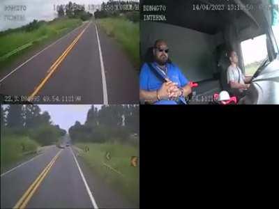 Idiot causes crash in illegal takeover