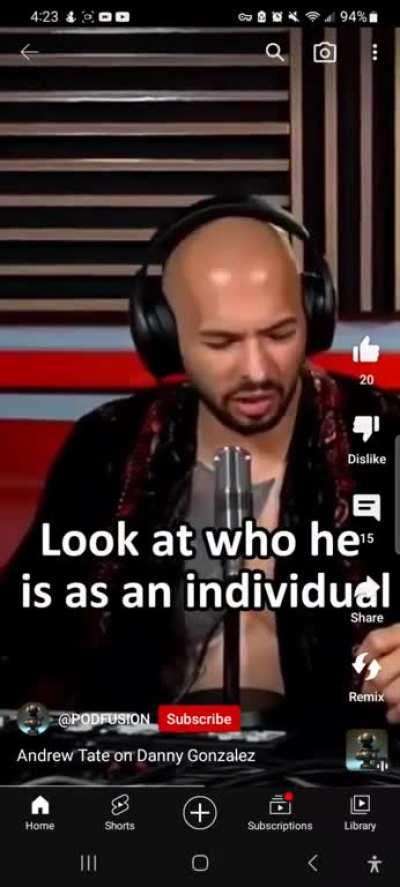 Someone Posted Andrew Tate talking sh*t about our boy Danny. Andrew Tate is a D*CK!!!!!! What a Craig!!!