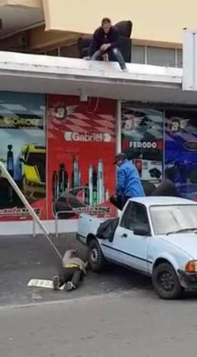 To try catching the sofa