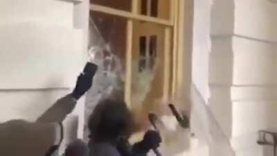 Matt Gaetz broke his suction on Trump's taint to demagogue for Trump for a solid minute and some hero added the perfect background