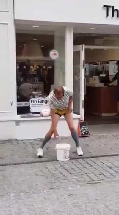 Man putting on an interesting show