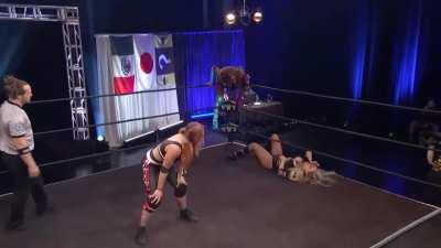 Ruthie Jay gets crotched on the turnbuckle