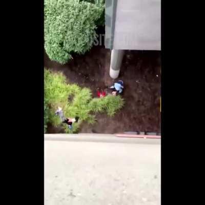 Thief falls from an overpass after Forever 21 staff chased him.