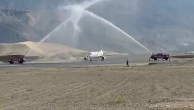 Historic moment for Pakistan's tourism The first international flight from Saudi Arabia arrived in Skardu today at Skardu International Airport.