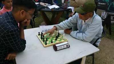 Blind Man Playing at Tournament