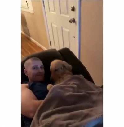 Good girl getting the snuggles