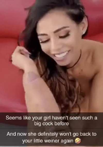 Your bully bragged about having a huge dick and your girlfriend hear him so she had to find out for herself. Your bully was so nice and even recorded her reaction for you