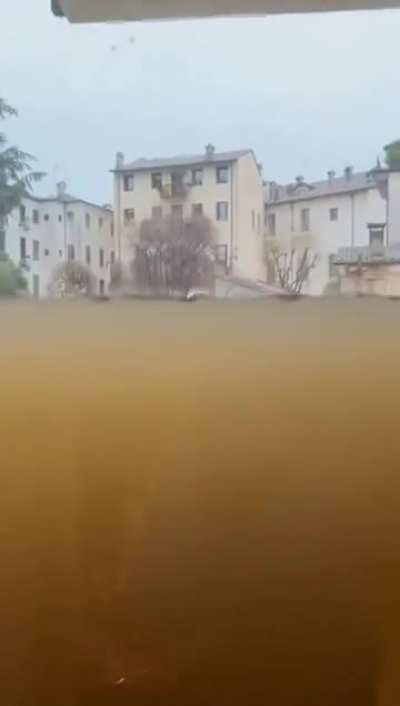Heavy rains causing floods in Veneto, Italy.