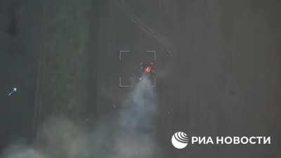 RU pov: Lancet drone destroys M777 howitzer