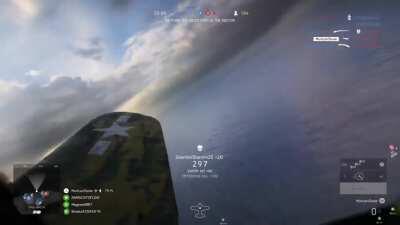 Was doing a strafing run when the fuel tank blew up