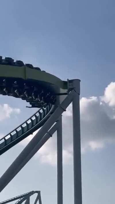 Fury 325 at Carowinds shut down today because of this crack in the steel, which was found and reported by a guest. 