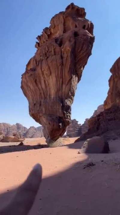 rock formation in Umm Sarhij, west of Tabuk, Saudi Arabia, stands out as a landmark of the desert