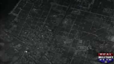 American B-29 Superfortresses delivers incendiary bombs to the city of Kobe, Japan (June 5, 1945)