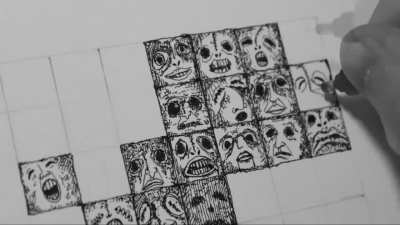 Drawing 266 tiny faces. Pen on paper.