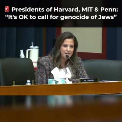 Presidents of Harvard, MIT and Penn refuse to say that it is wrong to call for genocide of Jews