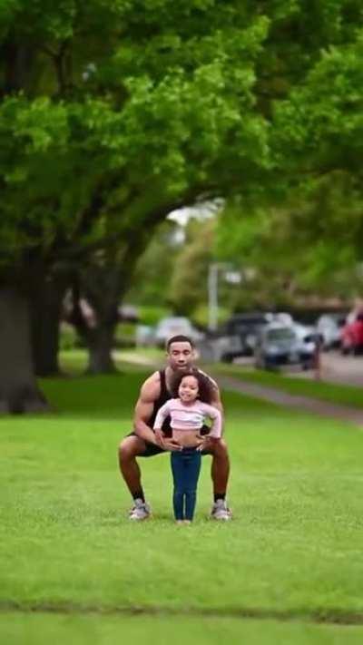 Father is a acrobat. His daughter inherited all his talent genes.